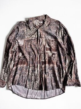 Cacharel Vintage Pattern Shirt XL Abstract Retro Button Up Brown